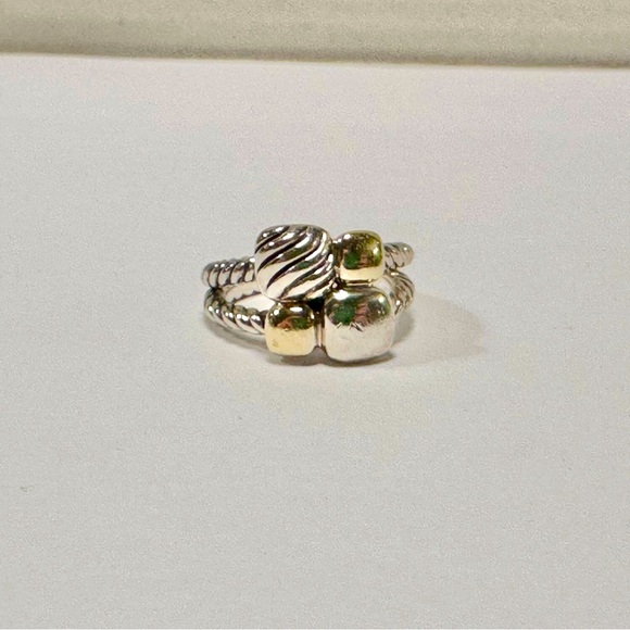 Small David Yurman Chiclet Mosaic Ring Sterling silver and 18kt Gold Size 6